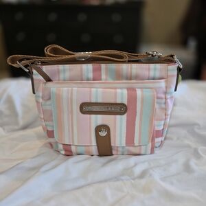 Lily Bloom Pink and Brown Striped Crossbody Bag